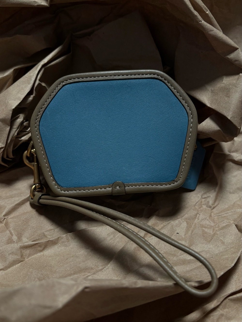 COACH hexagon limited edition color block mini coin purse clutch wristlet